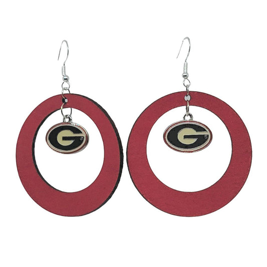 GA Bulldogs Leather Hoops, red