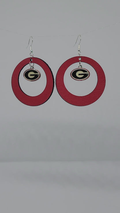 GA Bulldogs Leather Hoops, red